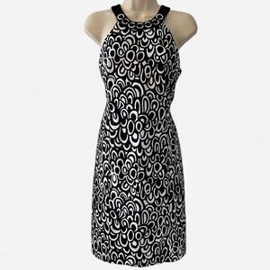 VTG Evan Picone size 4 black and white sleeveless A-line dress